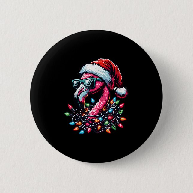 Funny Trocal Nk Flamingo Christmas In July Hawaii  2 Inch Round Button (Front)