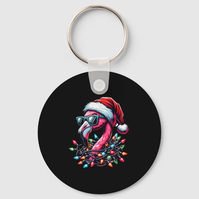Funny Trocal Nk Flamingo Christmas In July Hawaii  Keychain (Front)