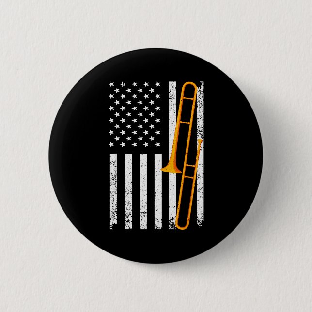 Funny Trombone Art For Men Women Jazz Music Trombo 2 Inch Round Button (Front)