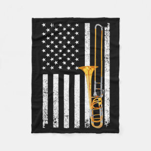 Funny Trombone Design For Men Women Musician Tromb Fleece Blanket