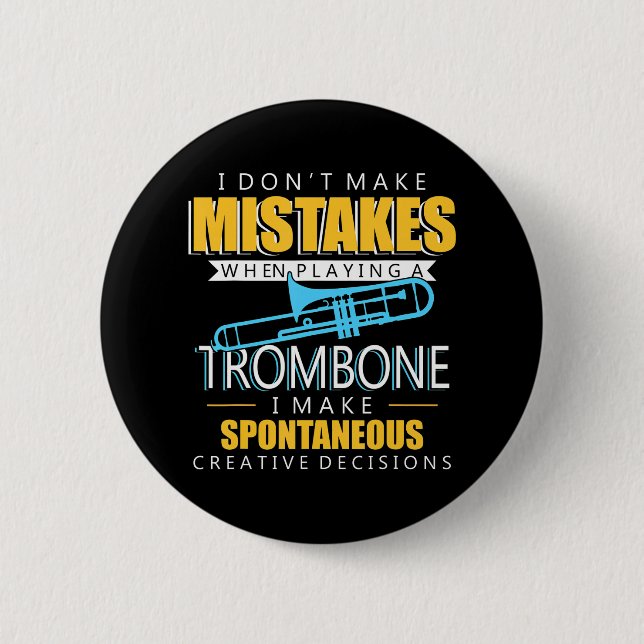 Funny Trombone Music Instrument Player 2 Inch Round Button (Front)