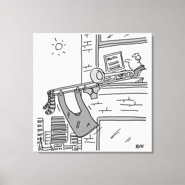Funny Trombone Player Musician Canvas Print (Front)
