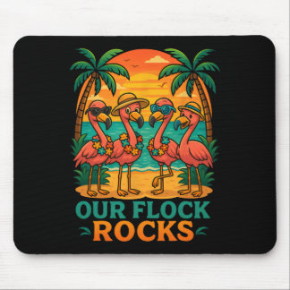 Funny Tropical Beach Vacation Pink Flamingo Mouse Pad