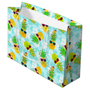Funny Tropical Christmas Pineapples Large Gift Bag