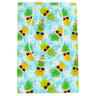 Funny Tropical Christmas Pineapples Medium Gift Bag