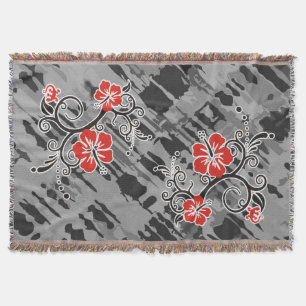 Funny Tropical Hibiscus Decor Throw Blanket