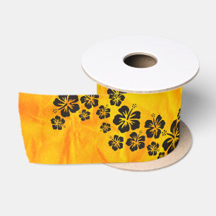 Funny Tropical Hibiscus Decor + your background Satin Ribbon