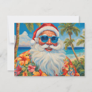 Funny Tropical Island Paradise Christmas Santa  Postcard