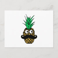 Funny Tropical Pineapple with Googly Eyes Moustach