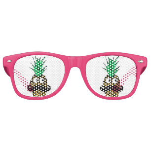 Funny Tropical Pineapple with Googly Eyes Moustach Retro Sunglasses