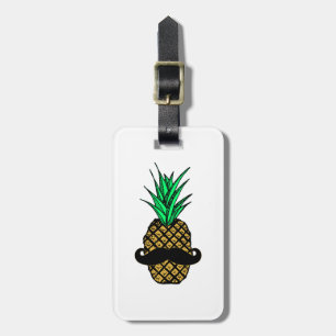Funny Tropical Pineapple with Moustache Luggage Tag