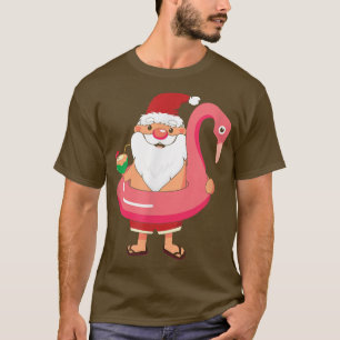 Funny Tropical Santa Christmas in July with Flamin T-Shirt