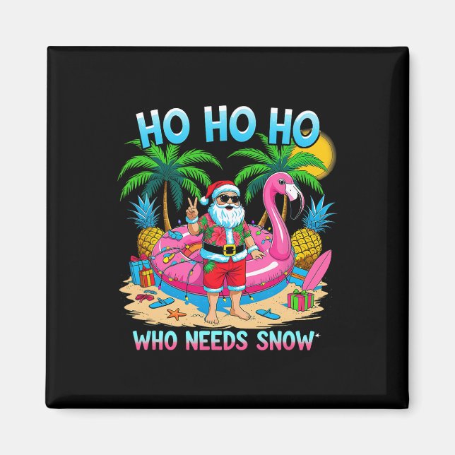 Funny Tropical Santa Christmas Vacation Beach Gift Magnet (Front)