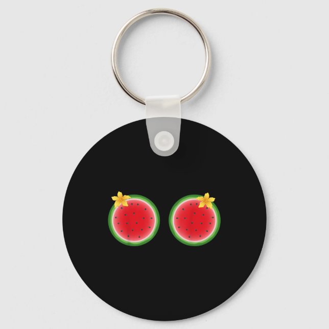Funny Tropical Watermelon Slice S Summer Vacation  Keychain (Front)