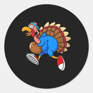 Funny Trotting Turkey Racing Classic Round Sticker