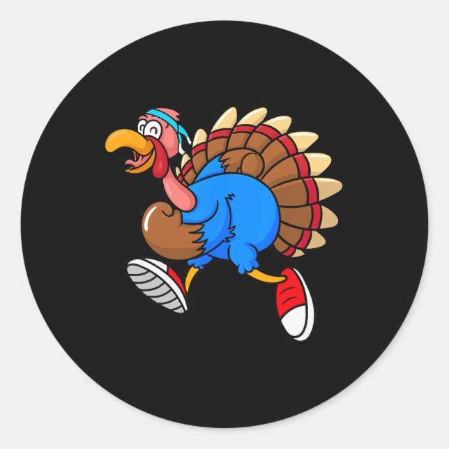 Funny Trotting Turkey Racing  Classic Round Sticker (Front)