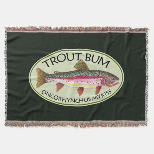 Funny Trout Bum Fisherman's Throw Blanket