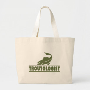 Funny Trout Fishing Large Tote Bag