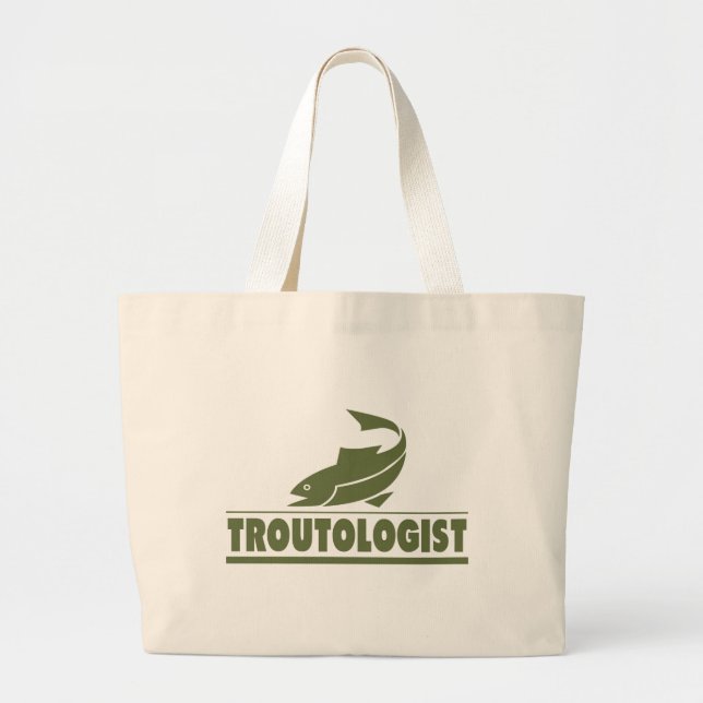 Funny Trout Fishing Large Tote Bag (Front)