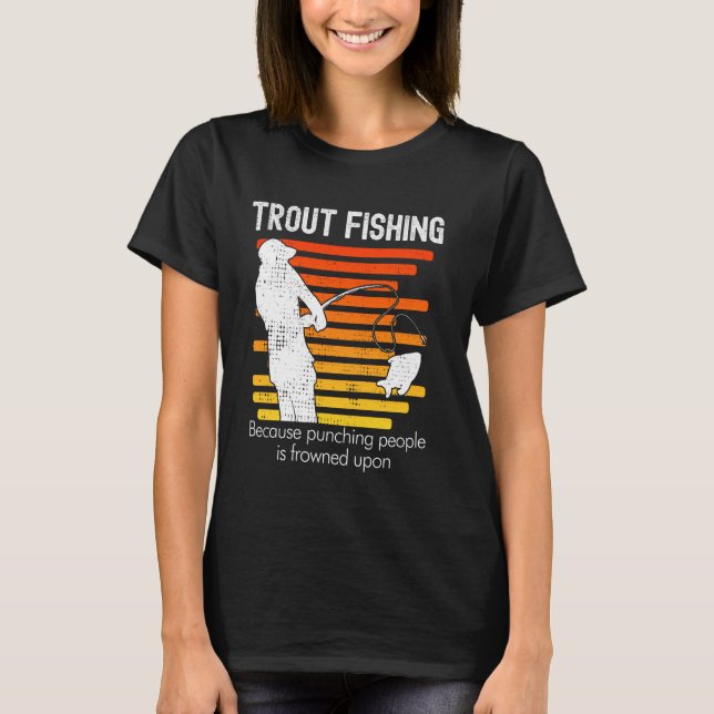 Funny Trout Fishing Retro T-Shirt (Front)