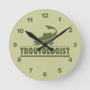 Funny Trout Fishing Round Clock