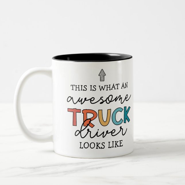 Funny Truck Driver Appreciation Gift Two-Tone Coffee Mug (Left)