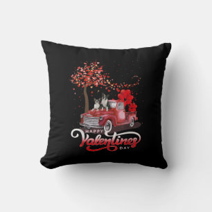 Funny Truck Valentines Day Boston Terrier Dog Hear Throw Pillow