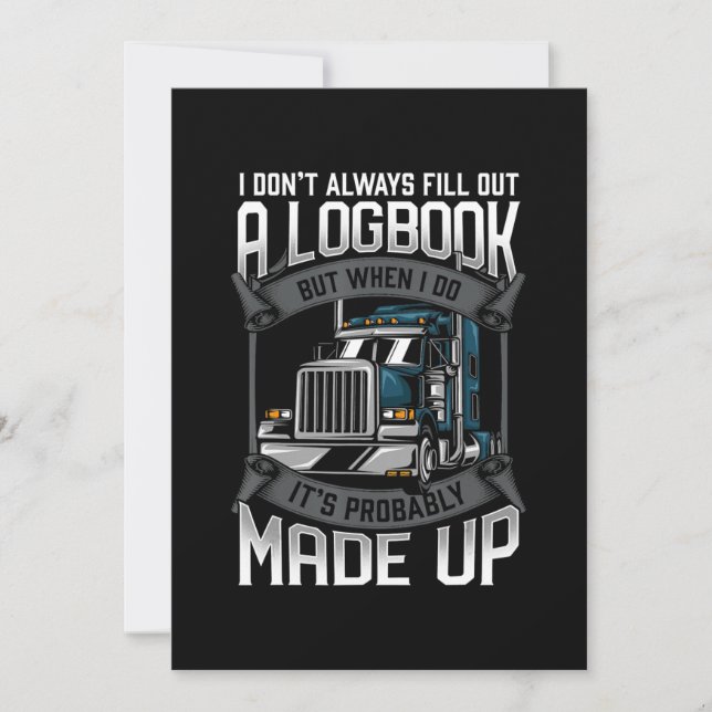 Funny Trucker Logbook  Truck Driver Invitation (Front)