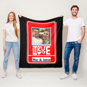 FUNNY True Love Couple's Photo Names Fleece Blanket
