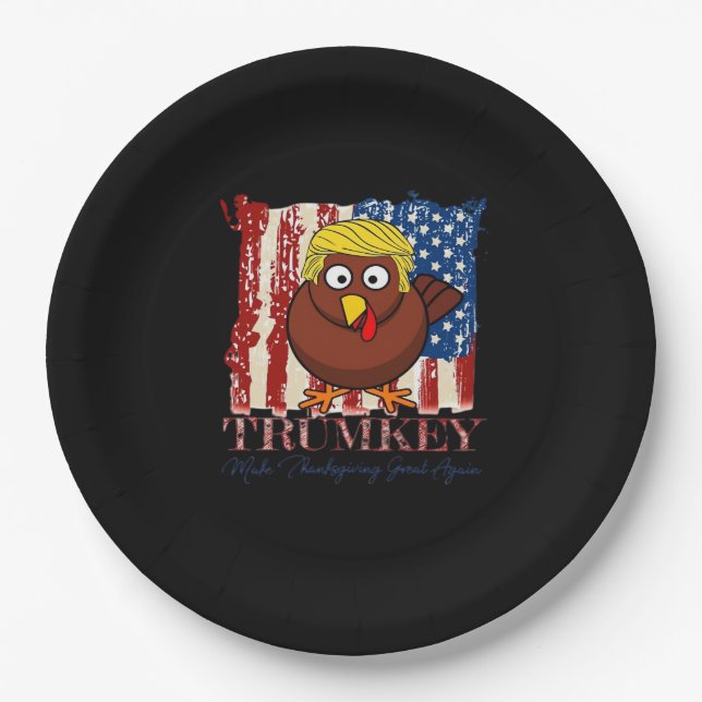 Funny Trumkey Make Thanksgiving Great Again Paper Plate (Front)