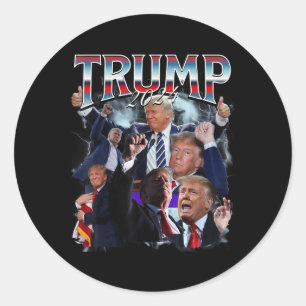 Funny Trump 2024 Campaign 90s Rap Trendy Bootleg Classic Round Sticker
