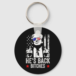 Funny Trump 2024 Hes Back Es Trump 2025  Keychain