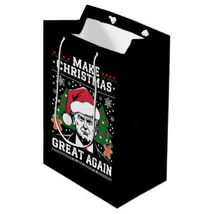 Funny Trump 2024 Make Christmas Great Again  Medium Gift Bag