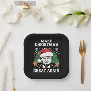 Funny Trump 2024 Make Christmas Great Again Paper Plate