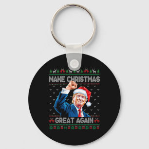 Funny Trump 2024 Make Christmas Great Again Ugly C Keychain
