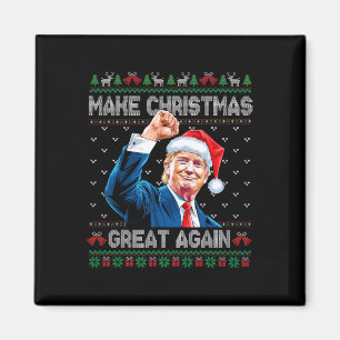 Funny Trump 2024 Make Christmas Great Again Ugly C Magnet