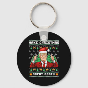 Funny Trump 2024 Make Christmas Great Again Ugly S Keychain