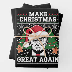 Funny Trump 2024 Make Christmas Great Again  Wrapping Paper Sheet