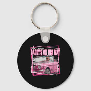 Funny Trump 2024 Pink Daddys On His Way  Keychain