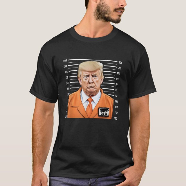 Funny Trump 2024 Prisoner Mugshot T Shirt (Front)