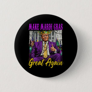 Funny Trump 47 Make Mardi Gras Great Again Vintage 2 Inch Round Button