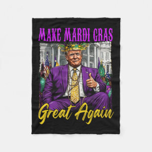 Funny Trump 47 Make Mardi Gras Great Again Vintage Fleece Blanket