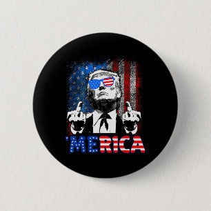 Funny Trump 4th Of July Merica American Flag Sungl 2 Inch Round Button
