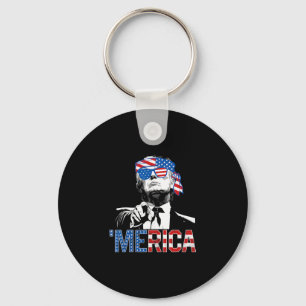 Funny Trump 4th Of July Merica American Flag Sungl Keychain