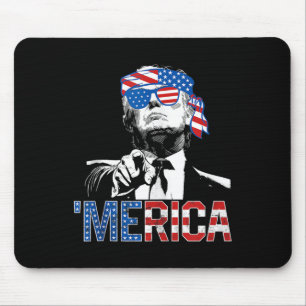 Funny Trump 4th Of July Merica American Flag Sungl Mouse Pad