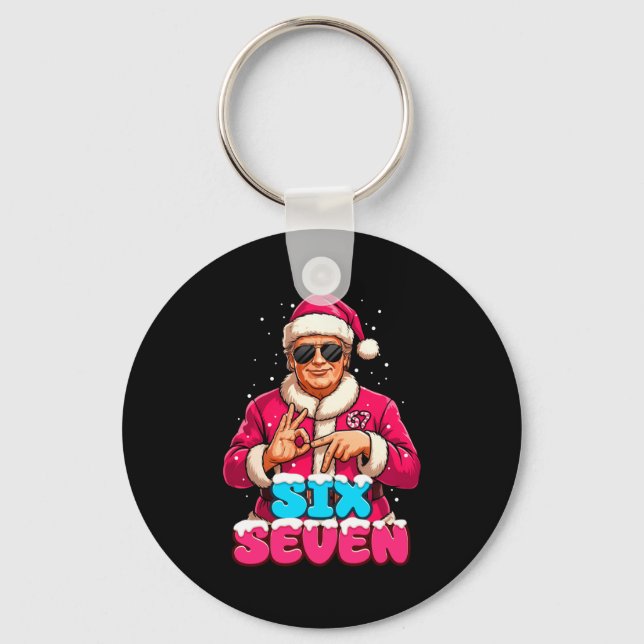 Funny Trump 67 Meme Costume Six Seven Christmas Sa Keychain (Front)