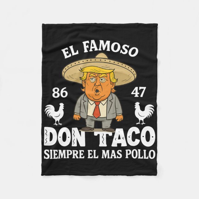 Funny Trump Always Chickens Out Meme Let's Go Taco Fleece Blanket (Front)