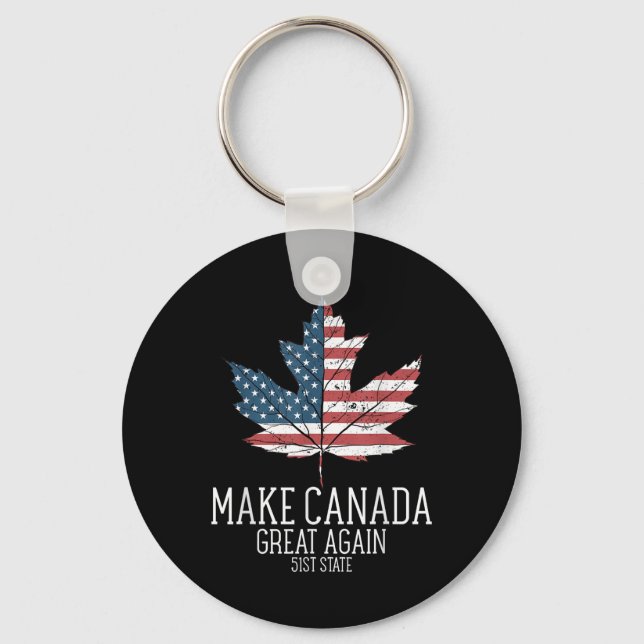 Funny Trump American Flag Make Canada Great Again Keychain (Front)