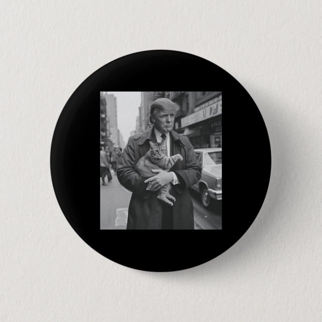 Funny Trump And Cat  2 Inch Round Button (Front)