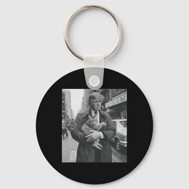 Funny Trump And Cat  Keychain (Front)